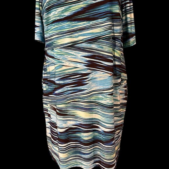 Connected Apparel Blue Black White Sheath Dress Size 22W - Picture 6 of 9